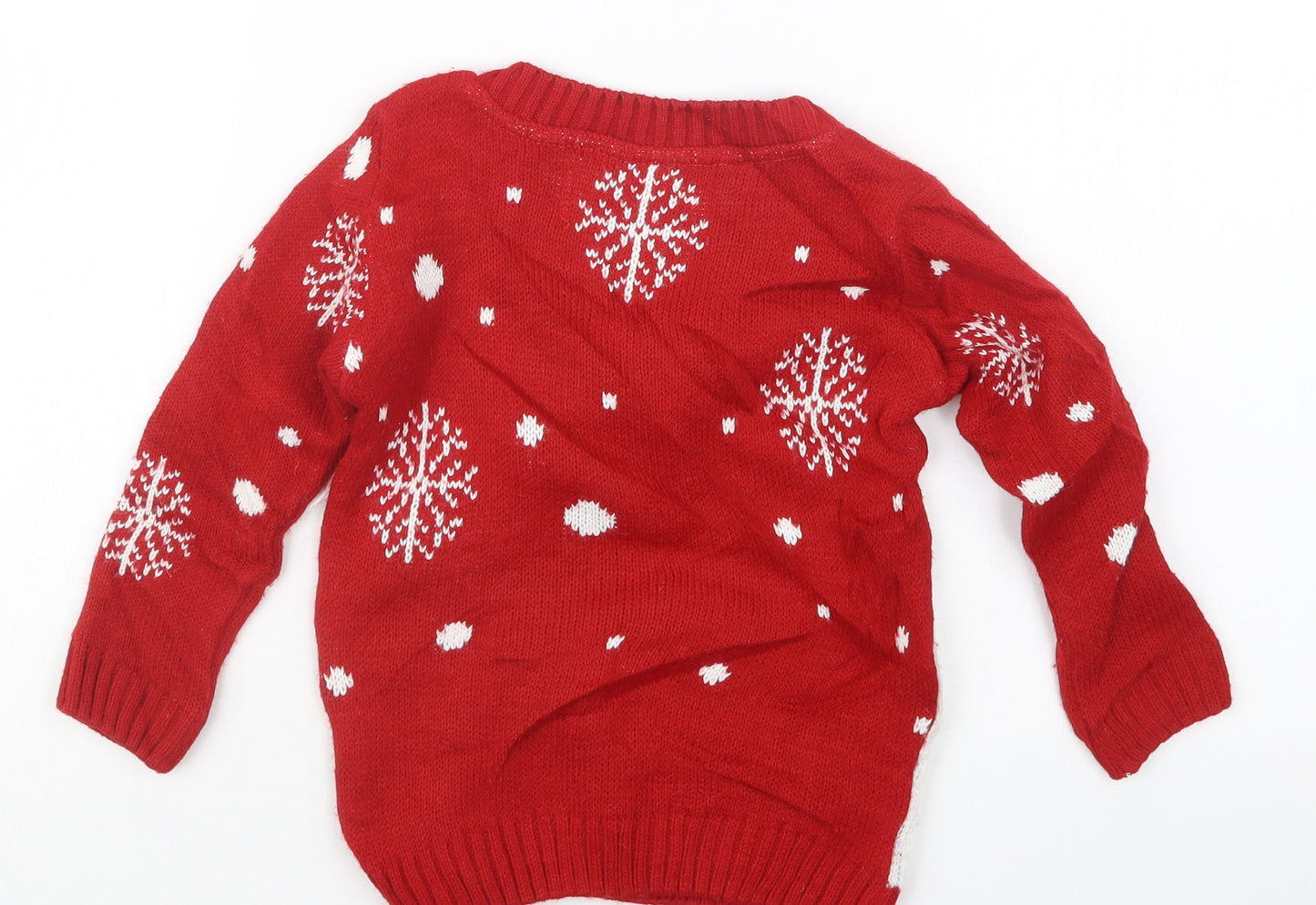 Preworn Boys Red  Knit Pullover Jumper Size 2-3 Years  - Christmas