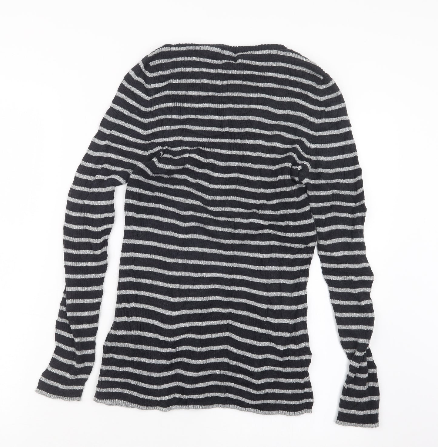 Oui Womens Black Striped  Pullover Jumper Size 14