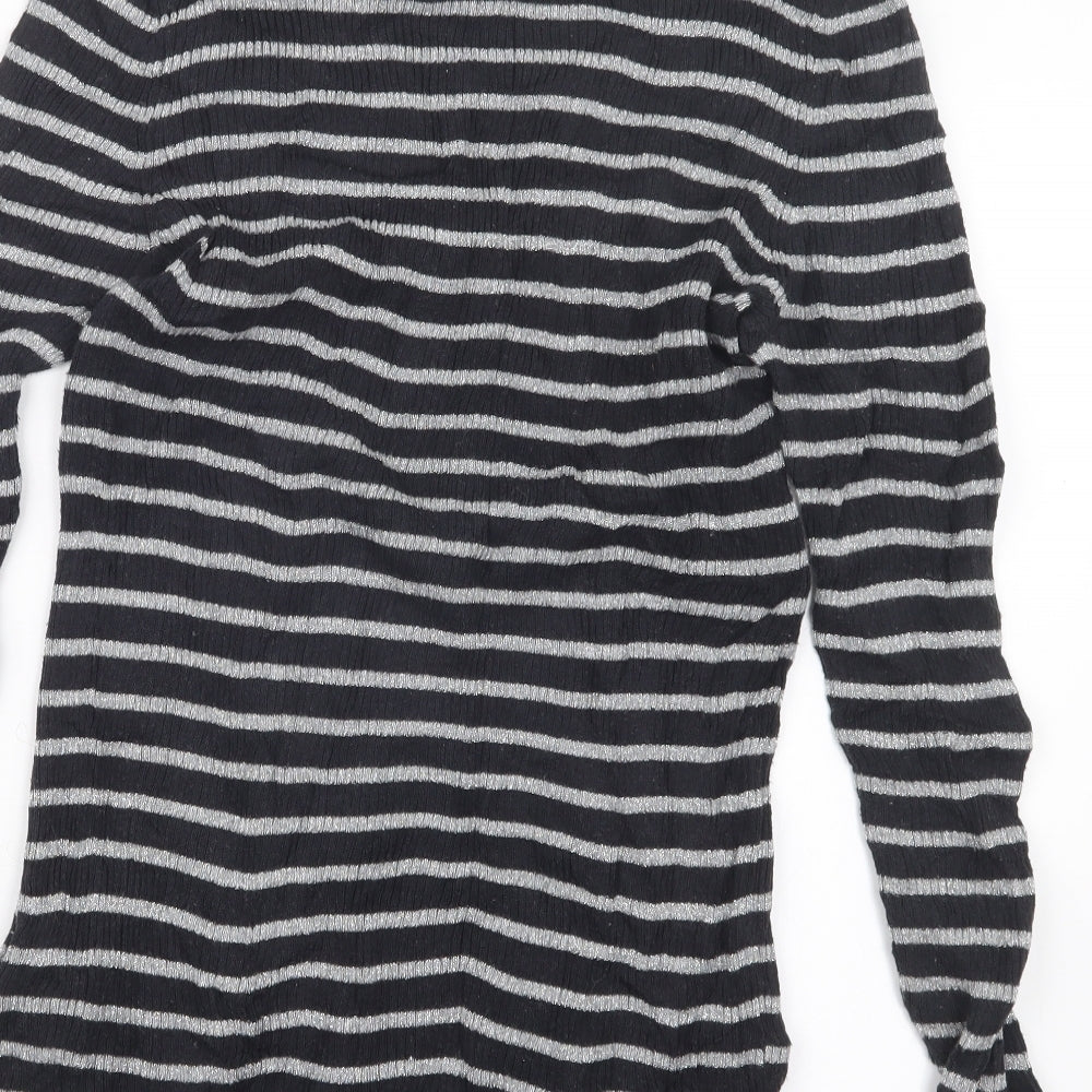 Oui Womens Black Striped  Pullover Jumper Size 14