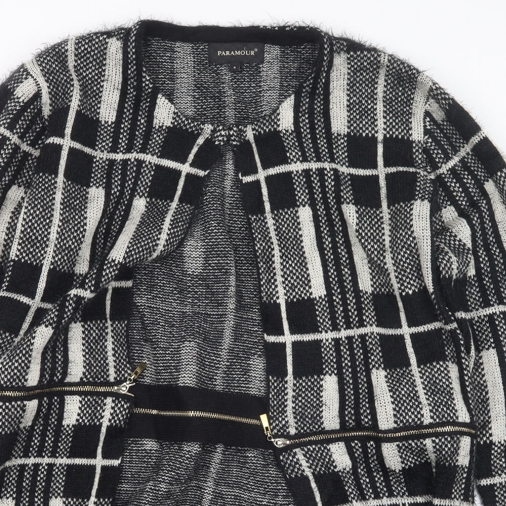 Paramour Womens Black Check  Cardigan Jumper Size S