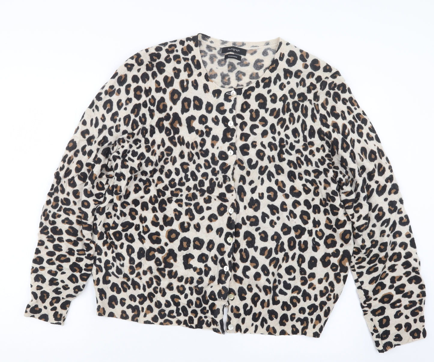 Autograph Womens Black Animal Print  Cardigan Jumper Size 22