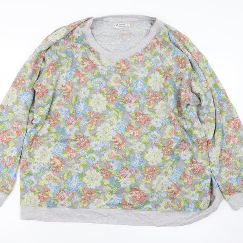 Original Essentials Womens Grey Floral  Pullover Jumper Size XL