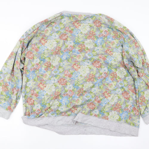 Original Essentials Womens Grey Floral  Pullover Jumper Size XL