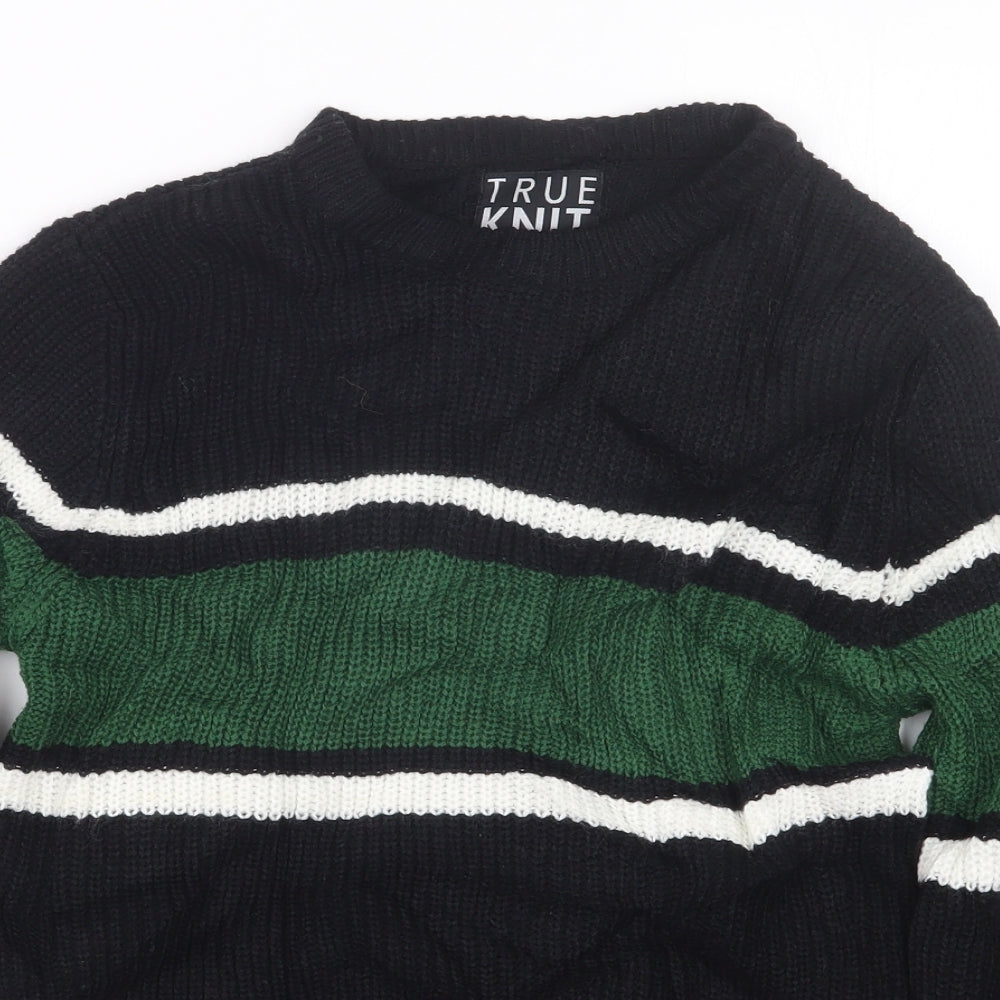 F&F Boys Black  Knit Pullover Jumper Size 7-8 Years