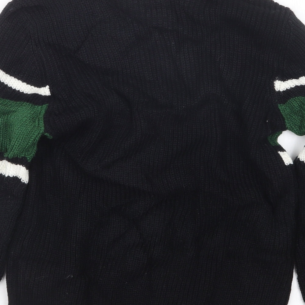 F&F Boys Black  Knit Pullover Jumper Size 7-8 Years