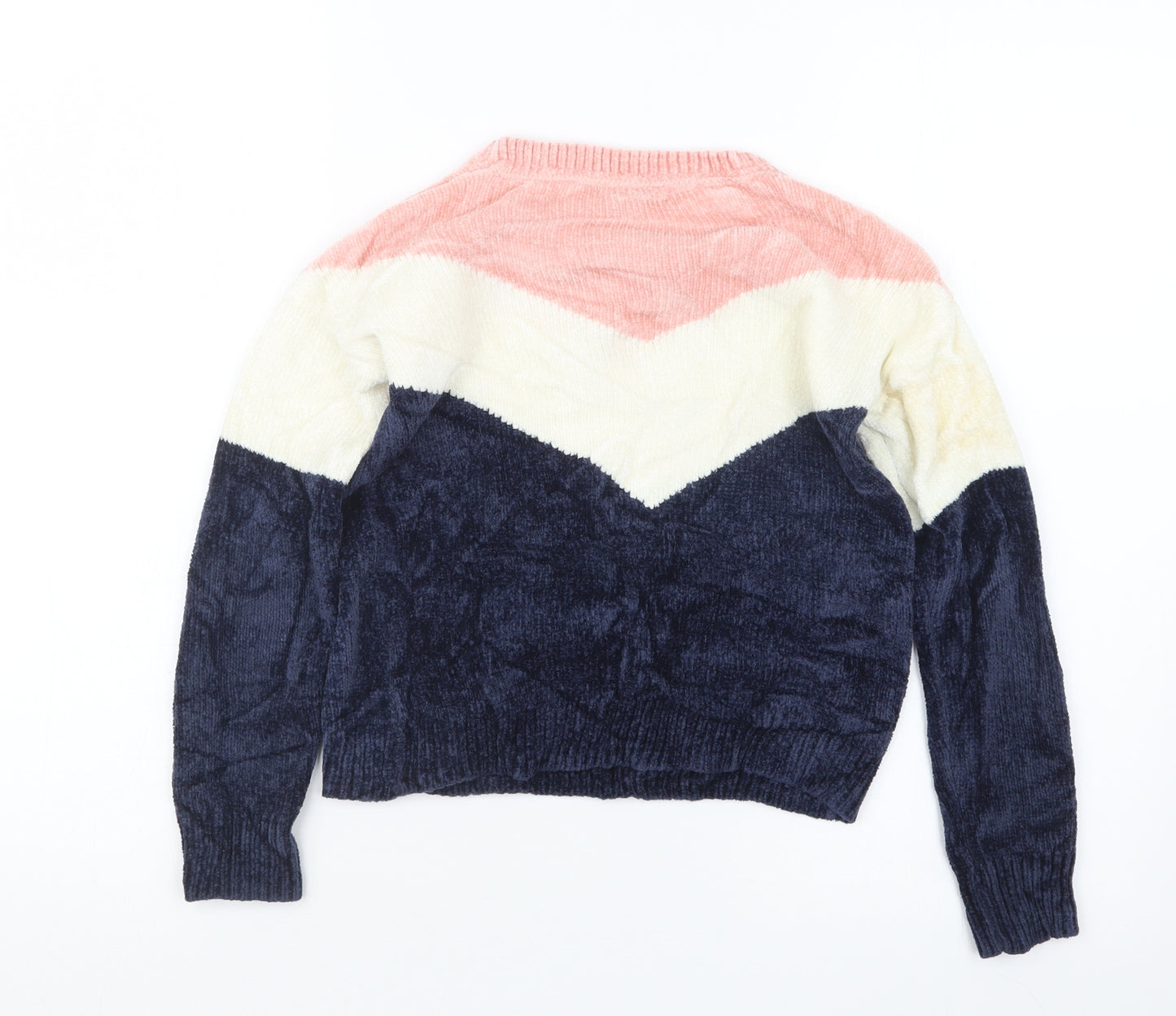 Primark Girls Blue  Velour Pullover Jumper Size 8-9 Years