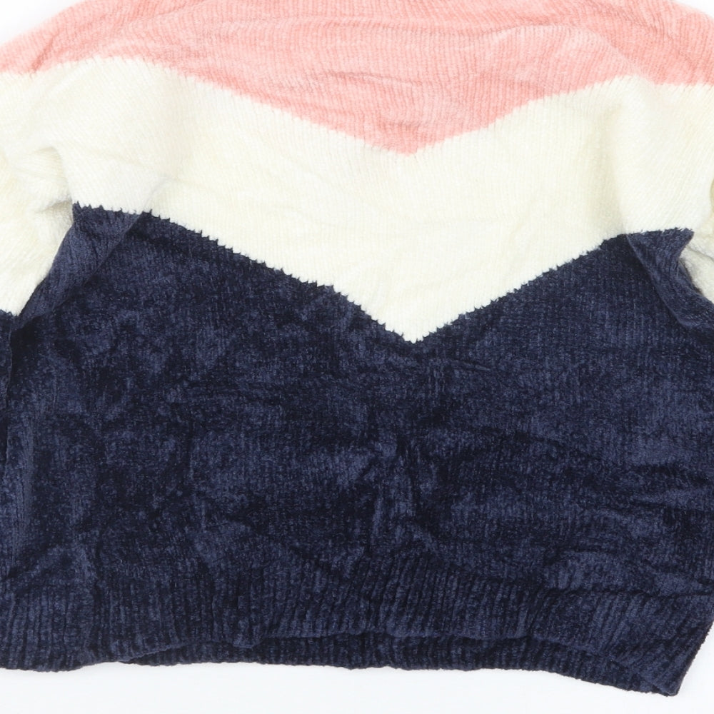 Primark Girls Blue  Velour Pullover Jumper Size 8-9 Years