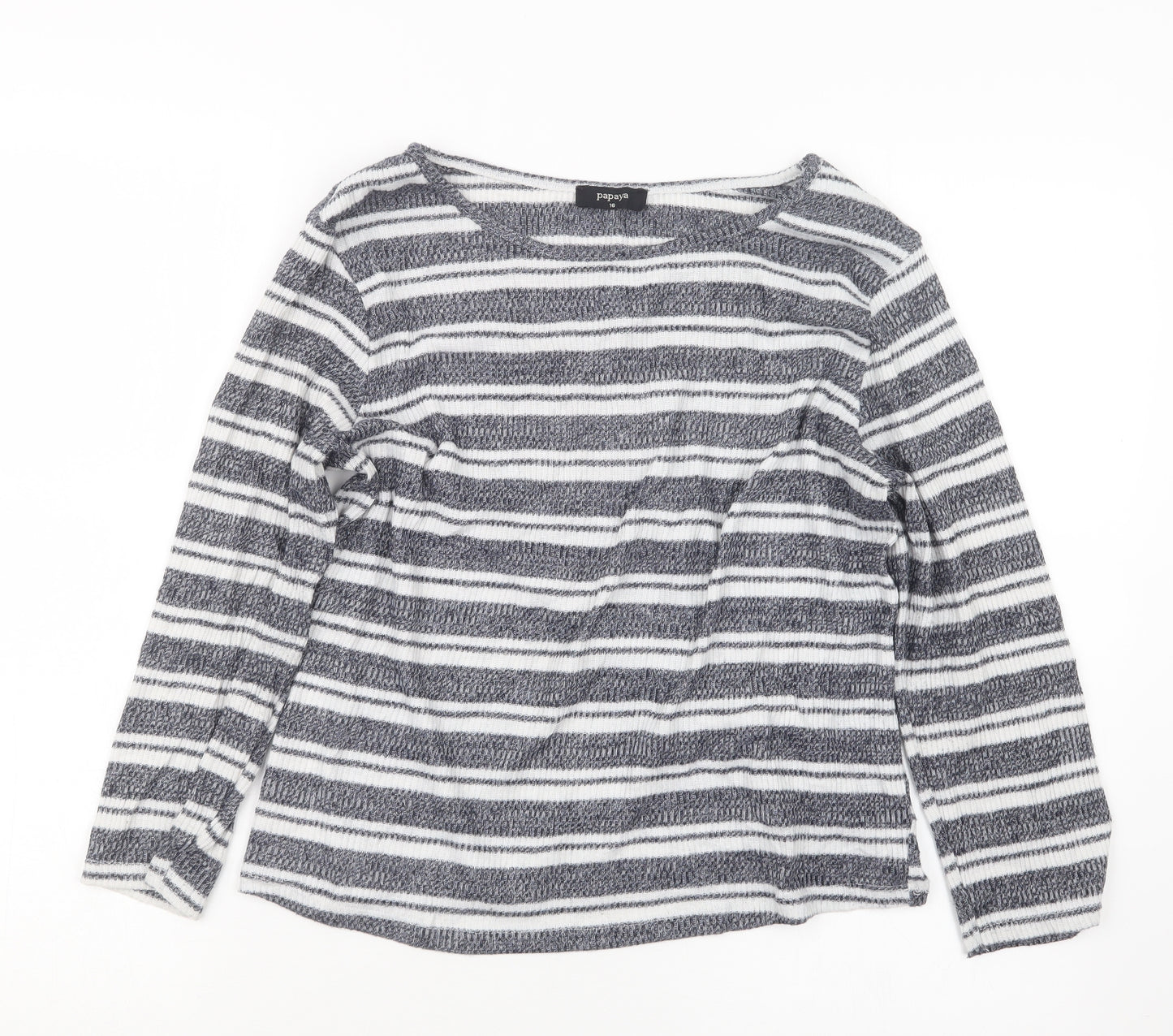 Papaya Womens Grey Striped  Pullover Jumper Size 16