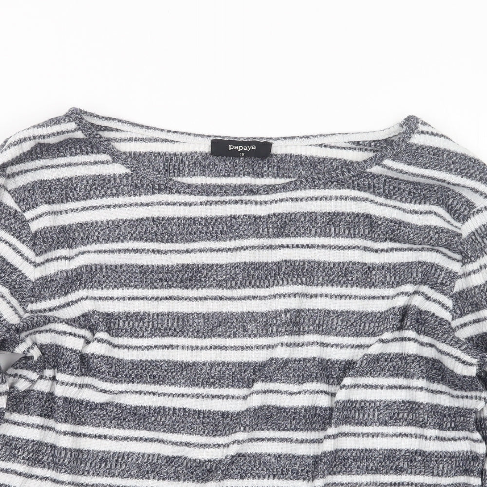 Papaya Womens Grey Striped  Pullover Jumper Size 16