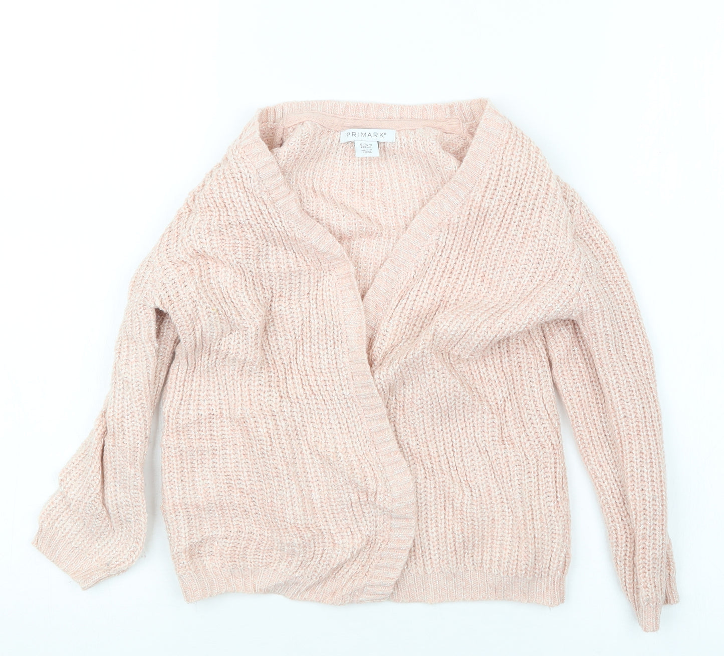 Primark Girls Pink  Knit Cardigan Jumper Size 6-7 Years