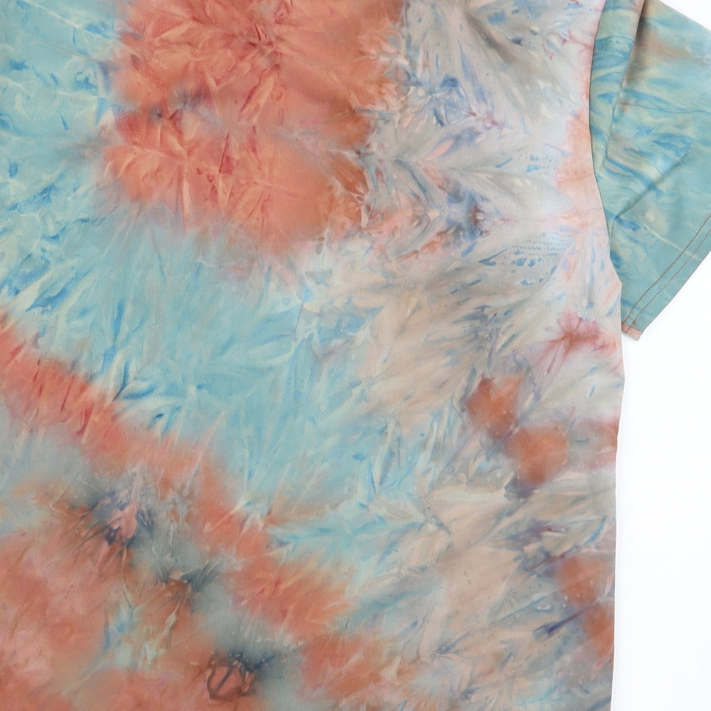 Preworn Womens Blue Geometric  Basic T-Shirt Size XL