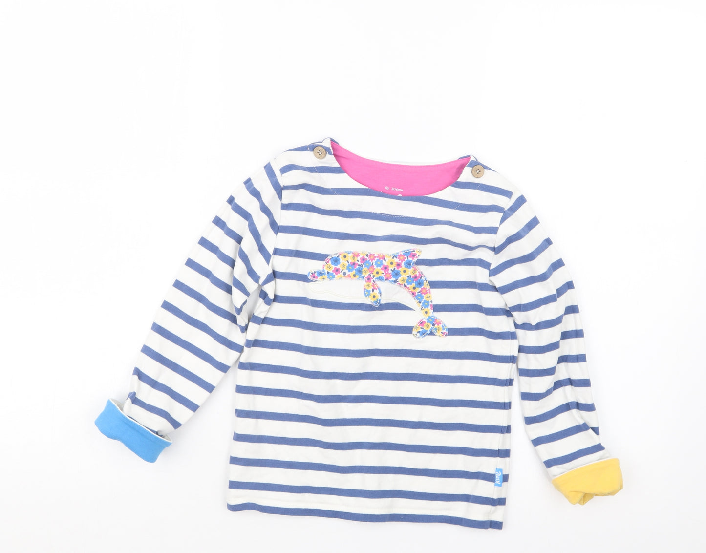 Kite Girls Blue Striped  Basic T-Shirt Size 4 Years