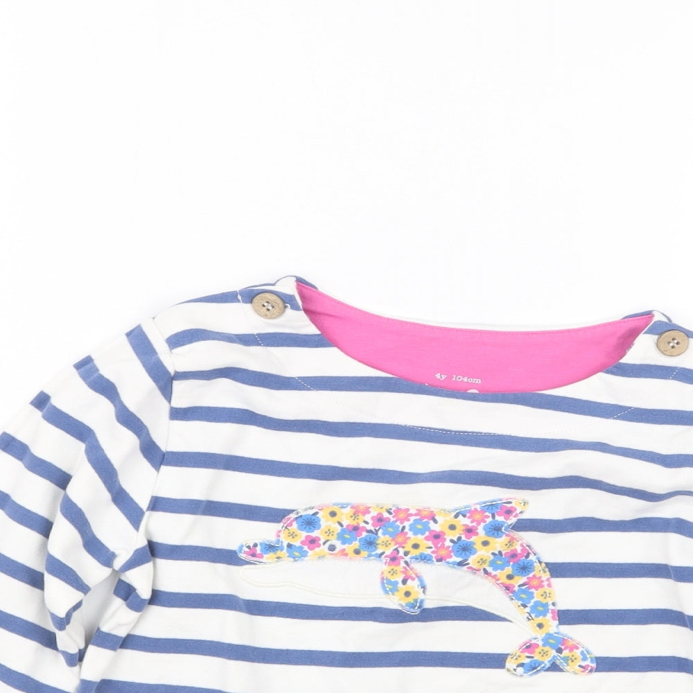 Kite Girls Blue Striped  Basic T-Shirt Size 4 Years