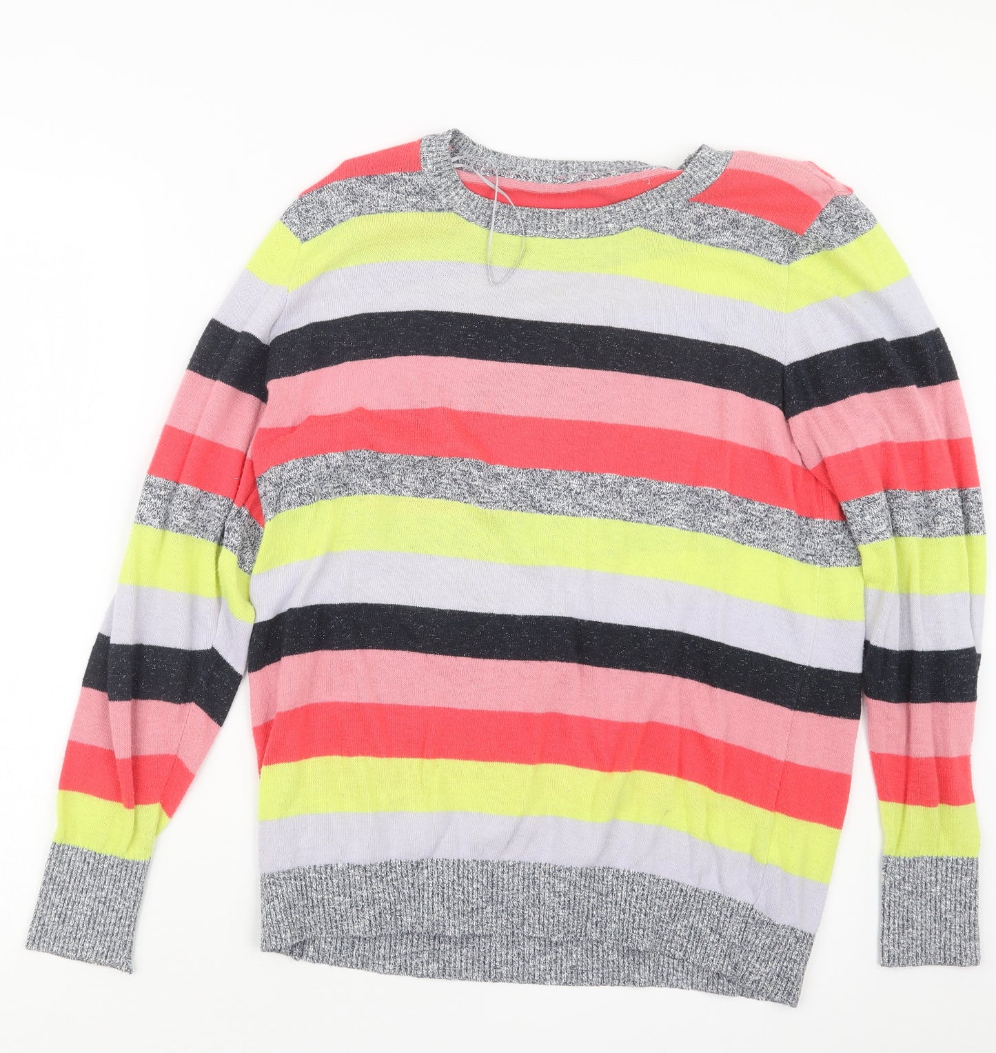 NEXT Womens Grey Striped Knit Pullover Jumper Size 18
