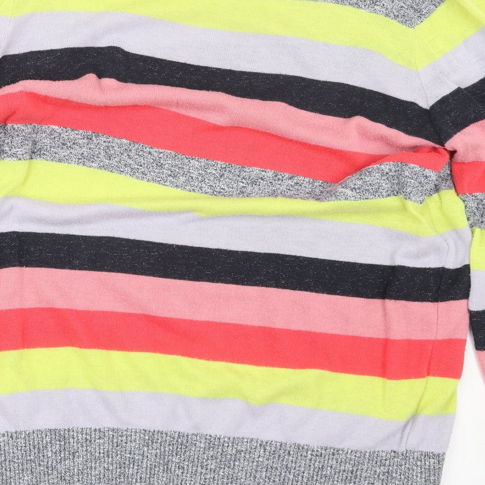 NEXT Womens Grey Striped Knit Pullover Jumper Size 18