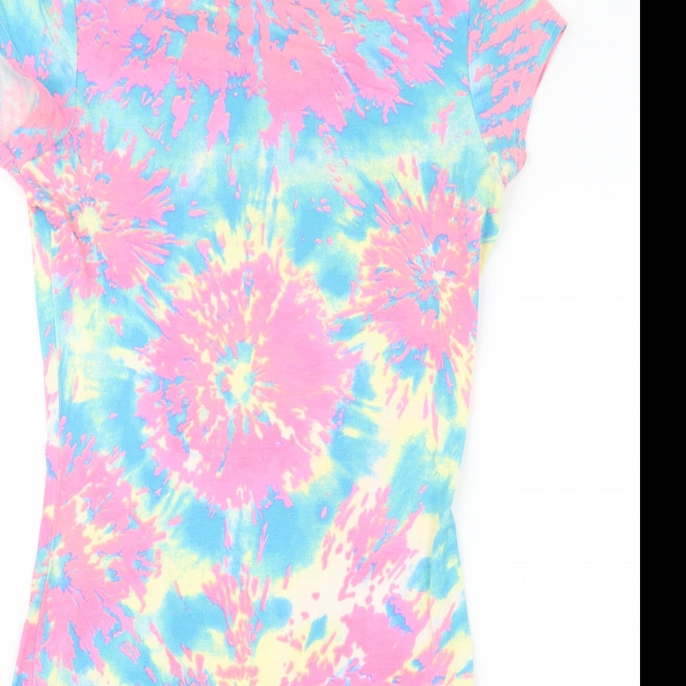 Quiz Womens Pink Geometric  T-Shirt Dress  Size 8