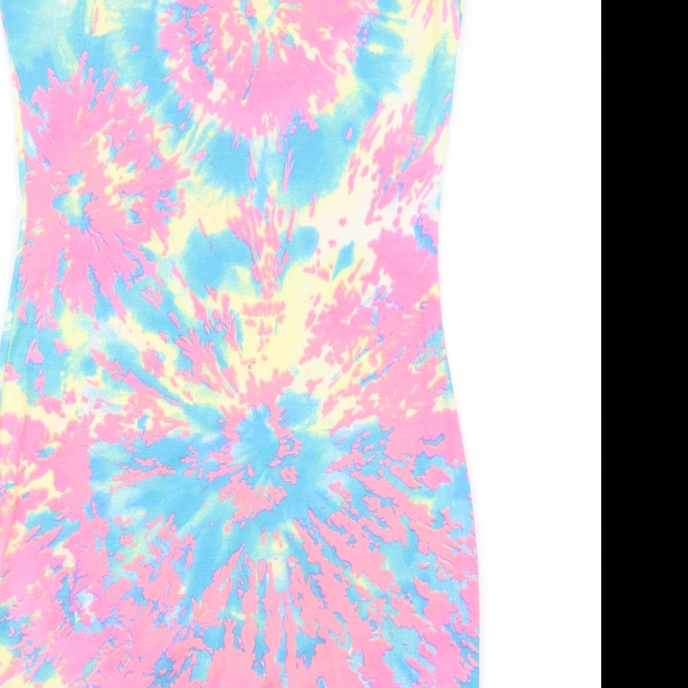 Quiz Womens Pink Geometric  T-Shirt Dress  Size 8