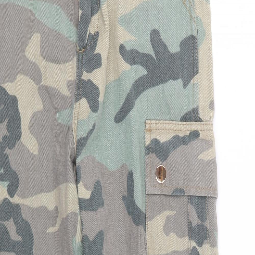 New Look Womens Green Camouflage Denim Cargo Trousers Size 10 L26 in