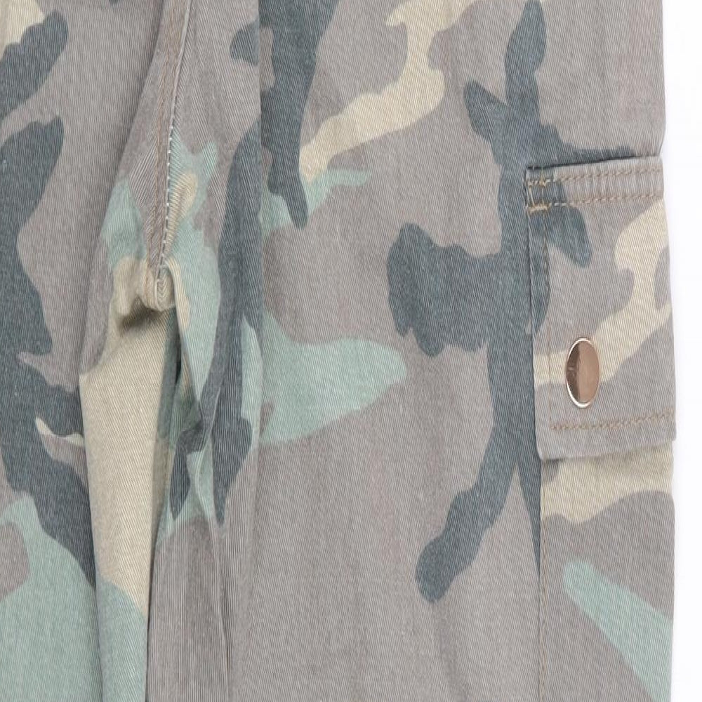 New Look Womens Green Camouflage Denim Cargo Trousers Size 10 L26 in