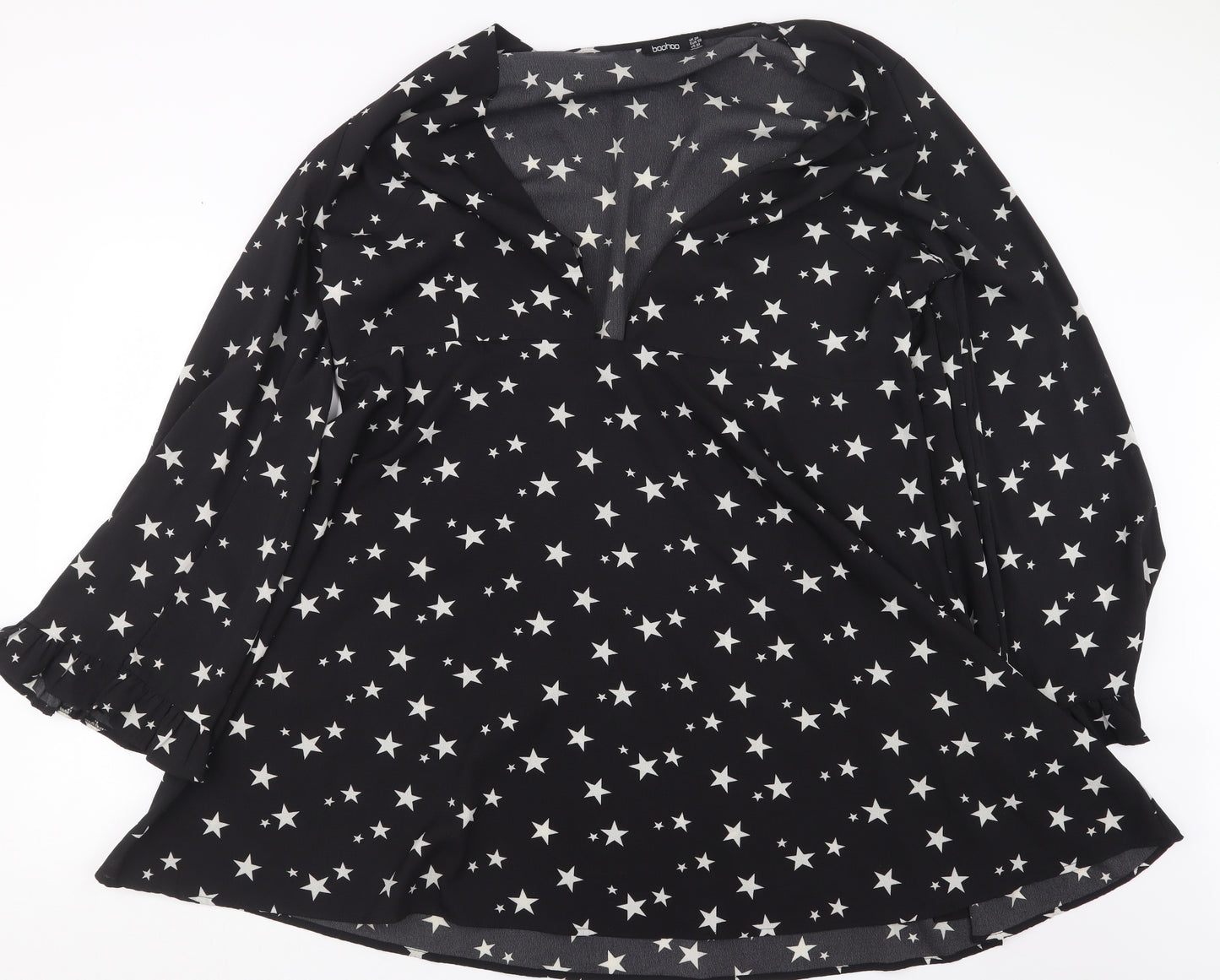 Boohoo Womens Black Geometric  T-Shirt Dress  Size 24