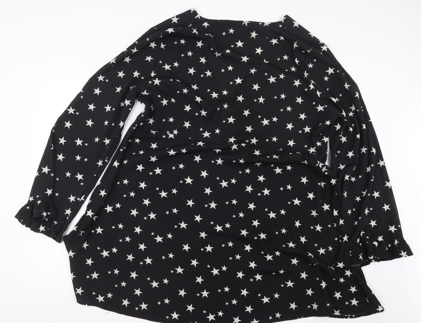 Boohoo Womens Black Geometric  T-Shirt Dress  Size 24