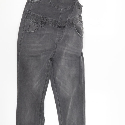 Denim Co. Womens Grey  Denim Dungaree One-Piece Size 8 L27 in