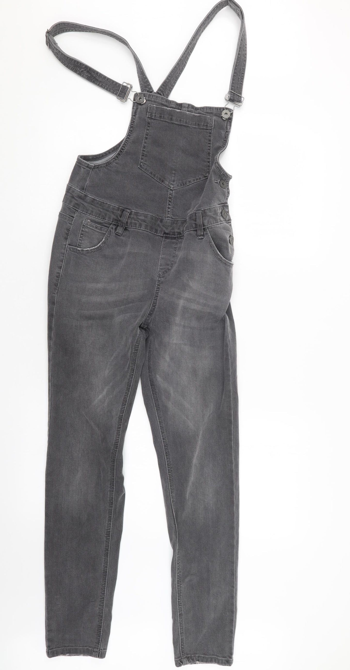 Denim Co. Womens Grey  Denim Dungaree One-Piece Size 8 L27 in
