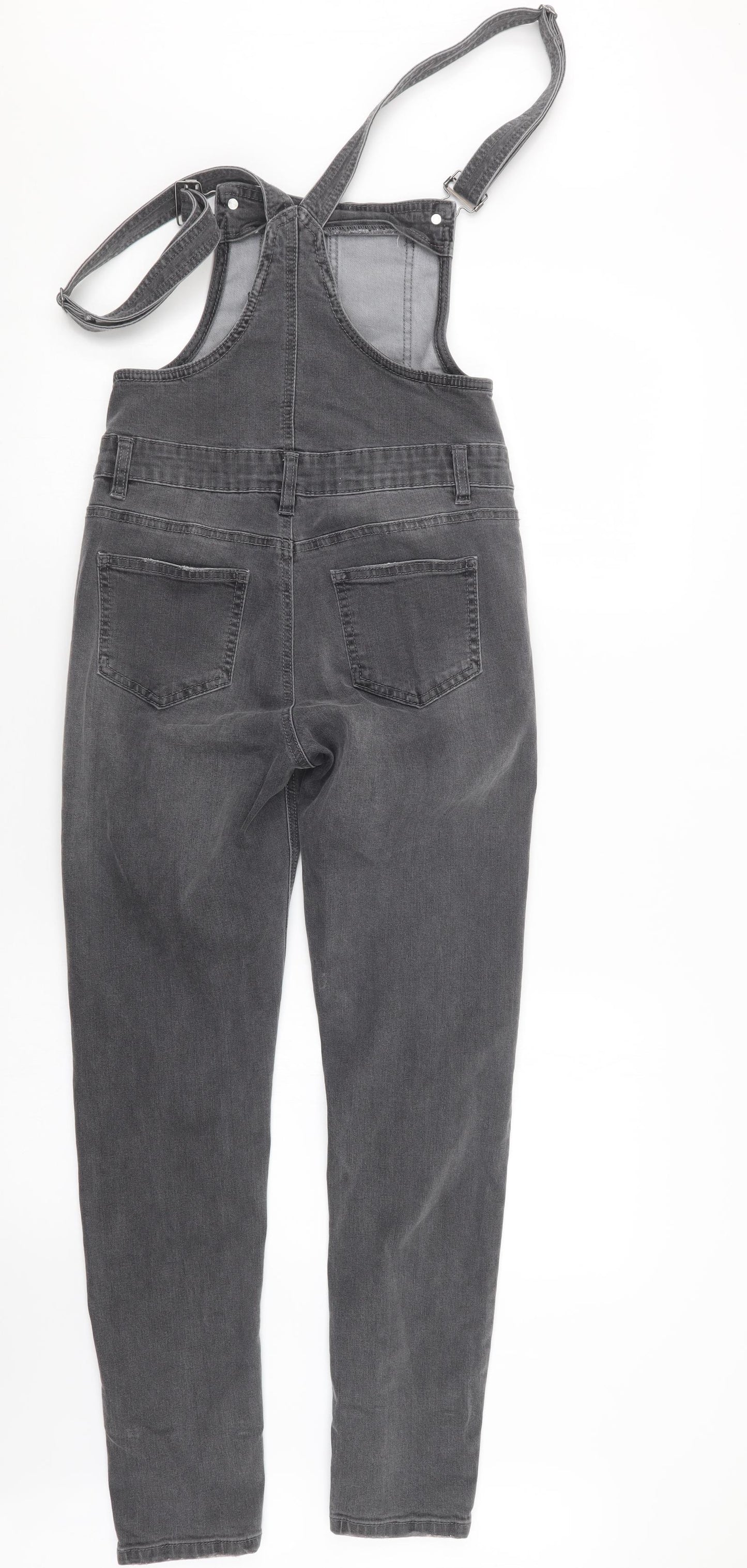 Denim Co. Womens Grey  Denim Dungaree One-Piece Size 8 L27 in