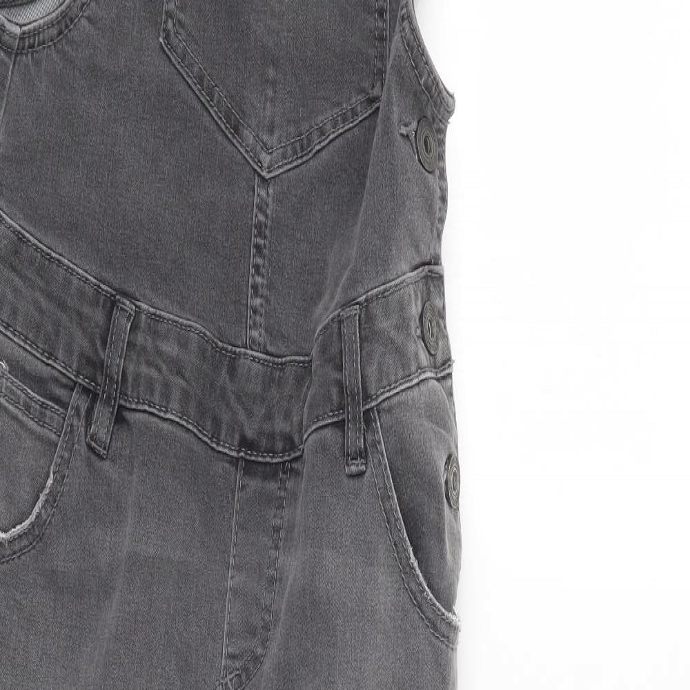 Denim Co. Womens Grey  Denim Dungaree One-Piece Size 8 L27 in