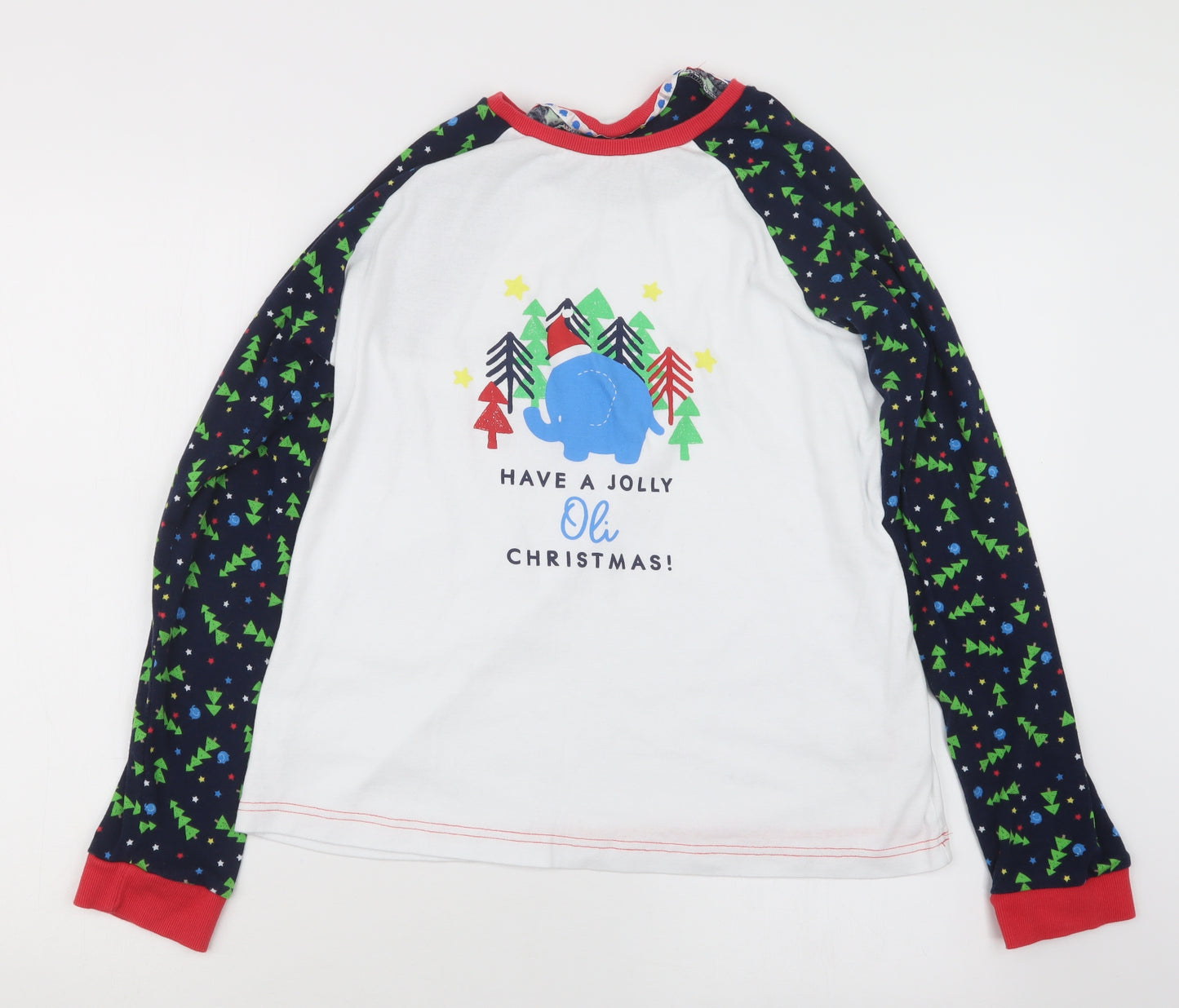 Matalan Mens White Geometric   Pyjama Top Size M  - Christmas