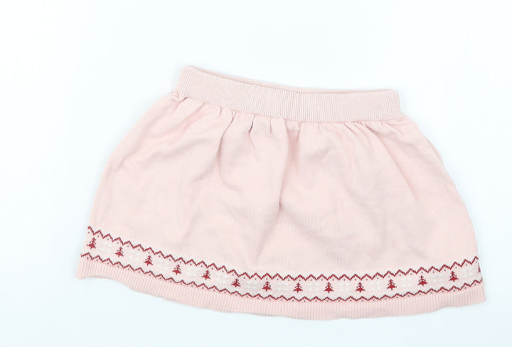 Primark Girls Pink Knit A-Line Skirt Size 3-4 Years - Christmas