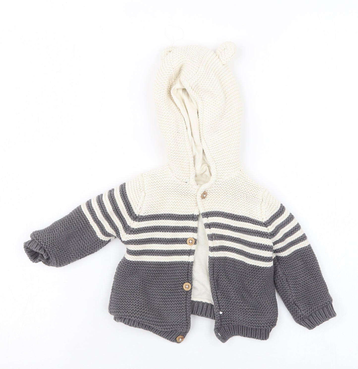 Marks and Spencer Boys Grey  Knit Cardigan Jumper Size 6-9 Months
