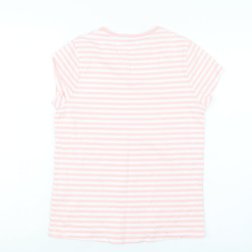 George Girls Pink Striped  Basic T-Shirt Size 12-13 Years
