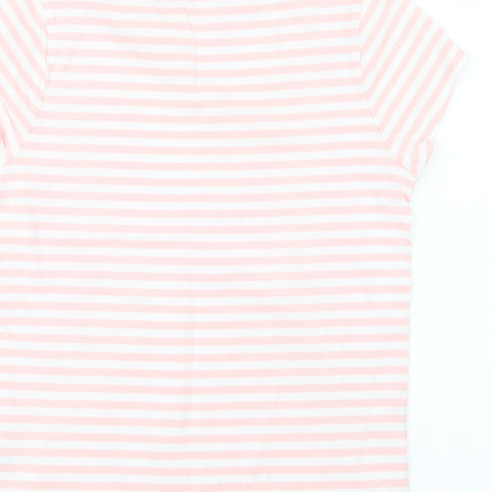 George Girls Pink Striped  Basic T-Shirt Size 12-13 Years