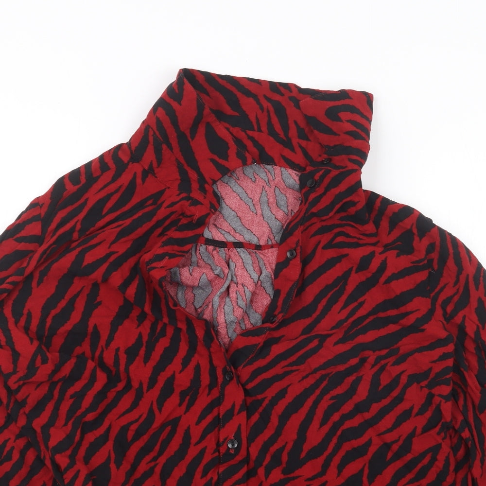 George Womens Red Geometric  Basic Button-Up Size 18
