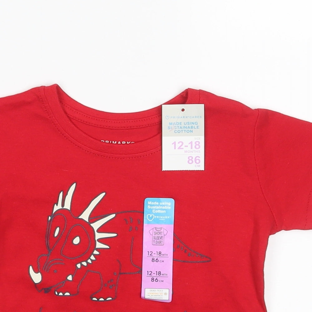 Primark Boys Red   Basic T-Shirt Size 12-18 Months