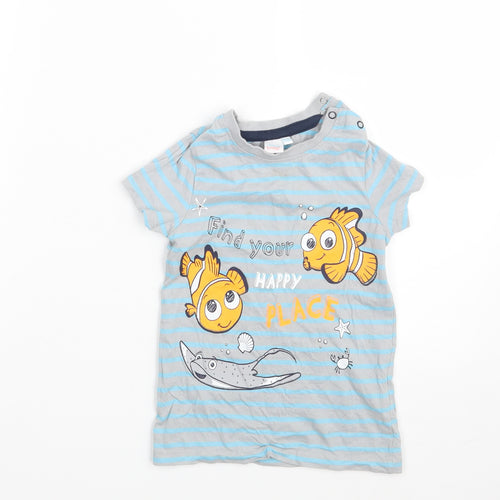 Disney Baby Grey Striped  Basic T-Shirt Size 18-24 Months