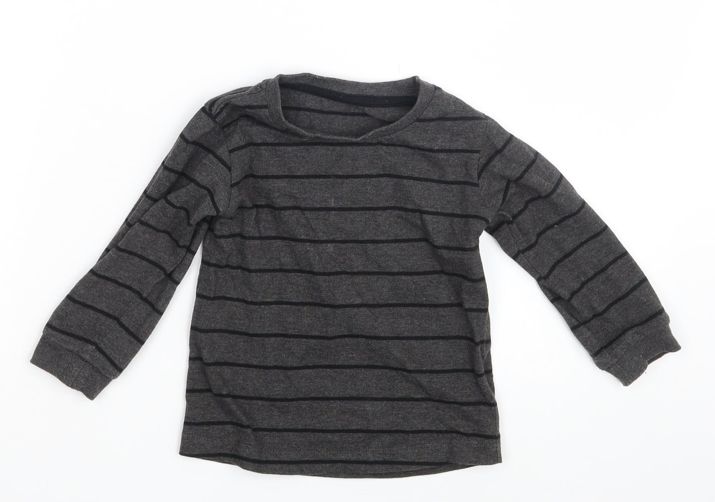 Matalan Boys Grey Striped  Basic T-Shirt Size 12-18 Months