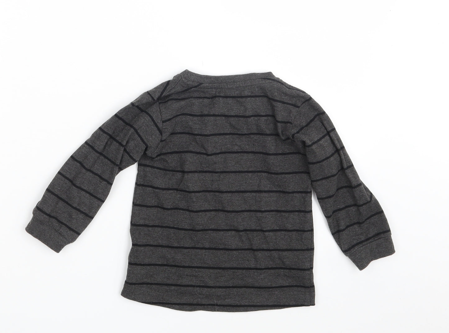Matalan Boys Grey Striped  Basic T-Shirt Size 12-18 Months