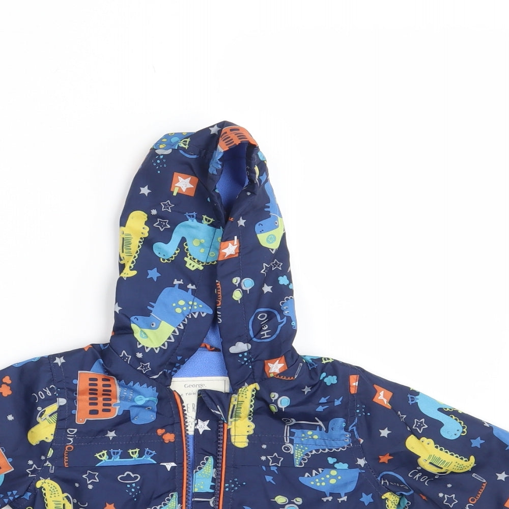 George Baby Blue Animal Print  Rain Coat Coat Size 9-12 Months