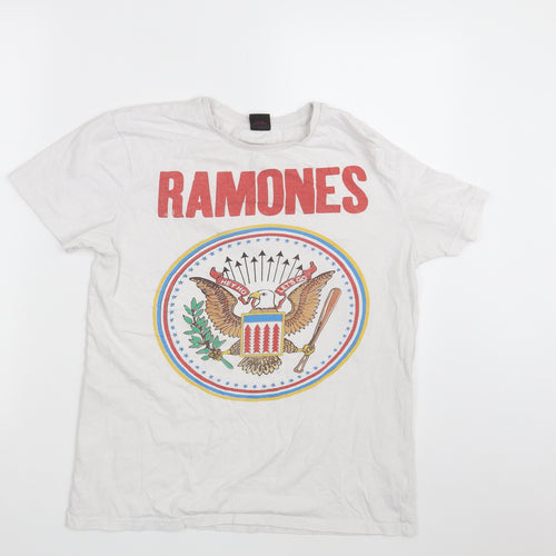 Primark Mens White    T-Shirt Size S  - Ramones