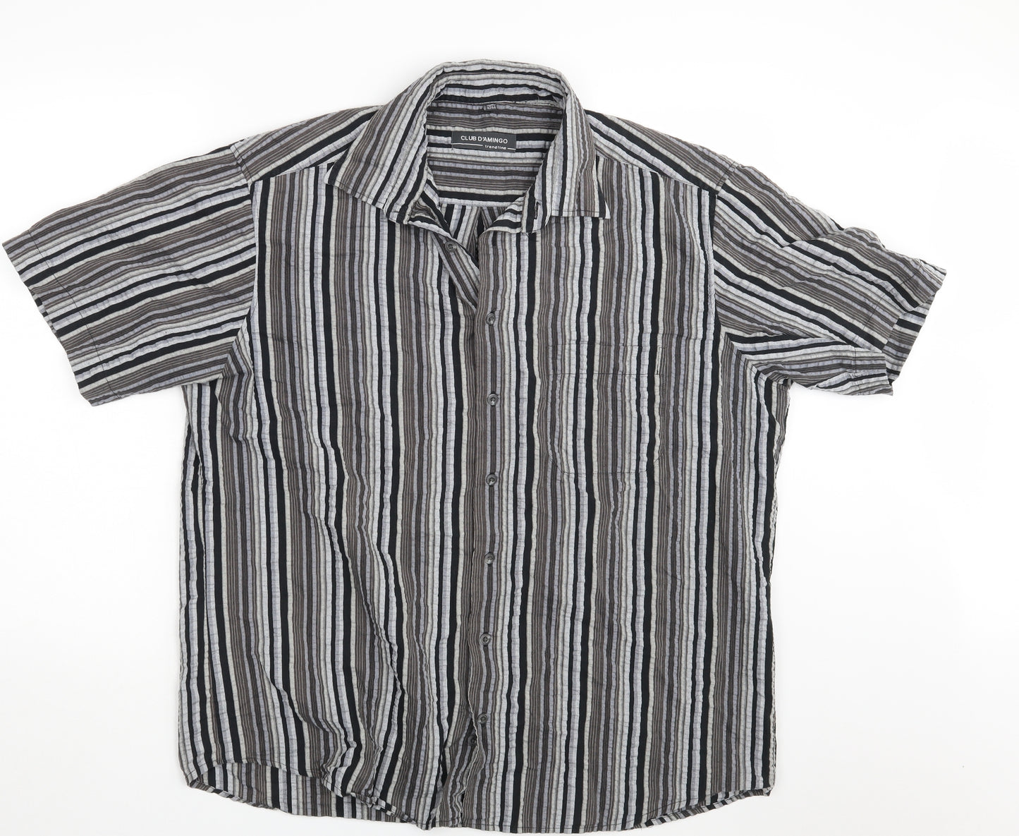 Club D'Amingo Mens Beige Striped   Button-Up Size XL