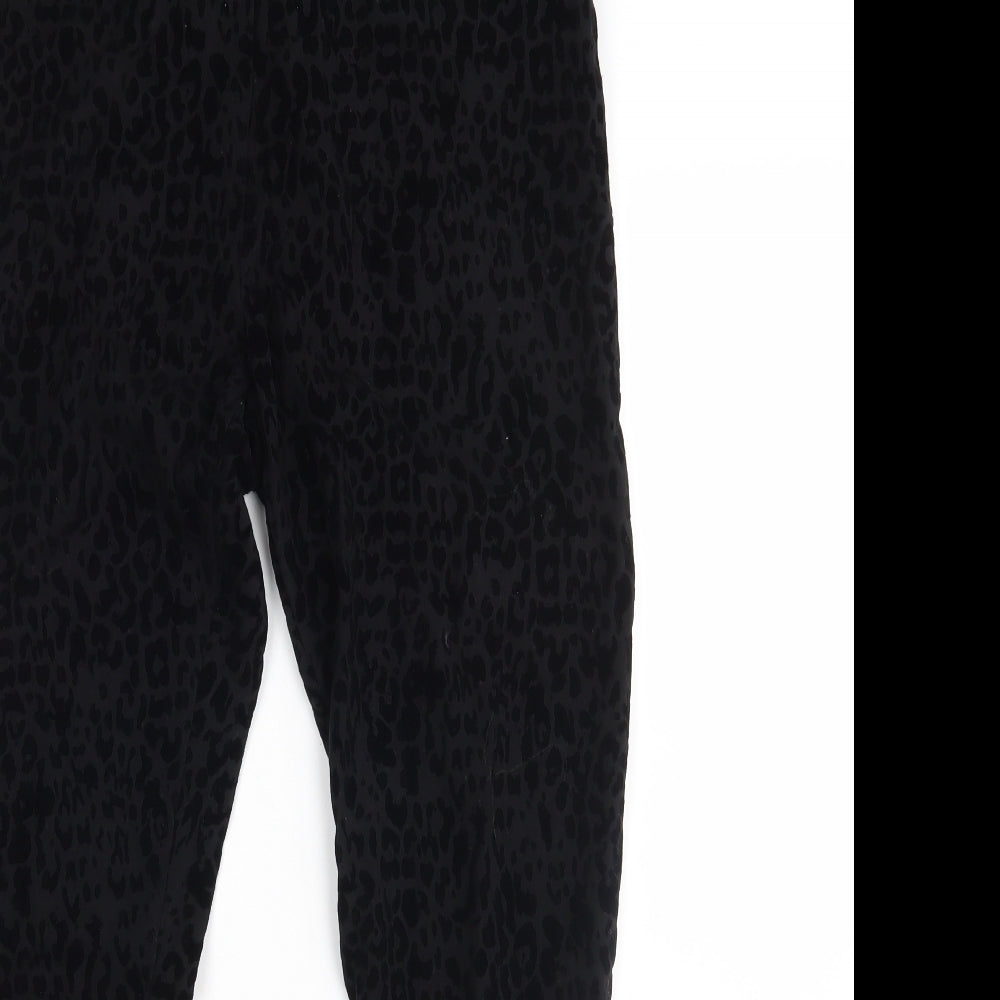 M&S Womens Black Animal Print  Jegging Leggings Size 12 L28 in
