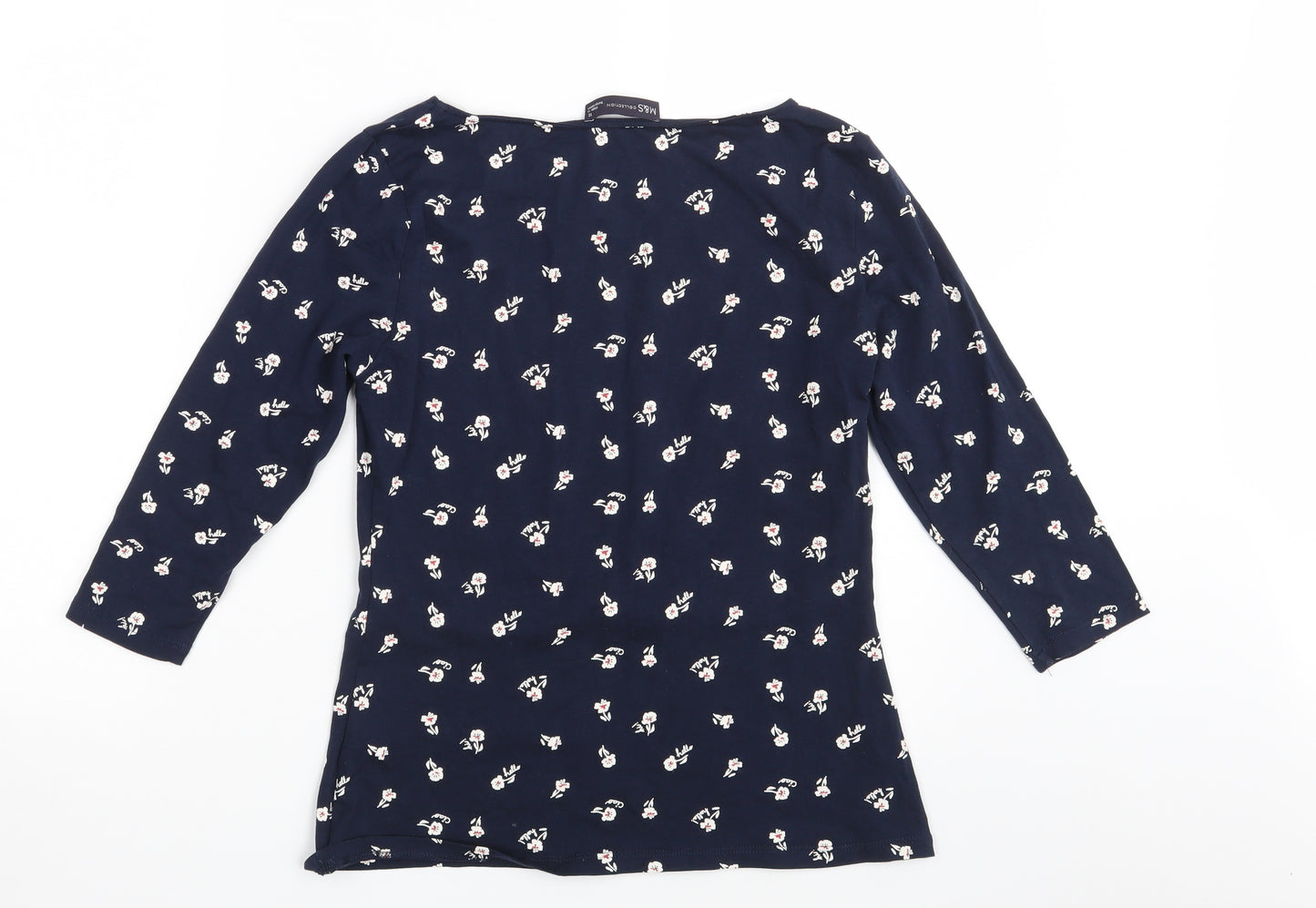 M&S Womens Blue Floral  Basic T-Shirt Size 12