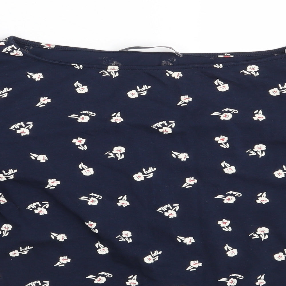 M&S Womens Blue Floral  Basic T-Shirt Size 12