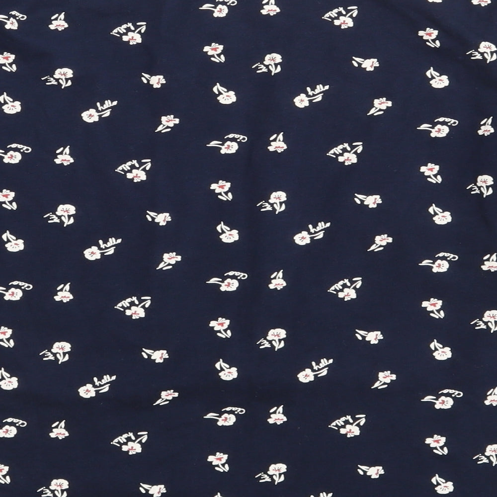 M&S Womens Blue Floral  Basic T-Shirt Size 12