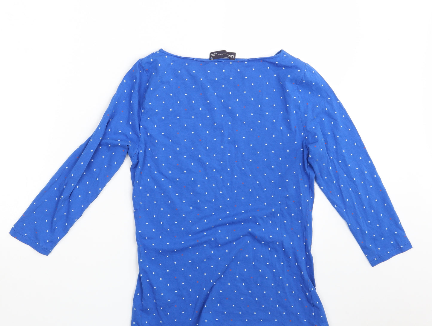 M&S Womens Blue Polka Dot  Basic T-Shirt Size 12