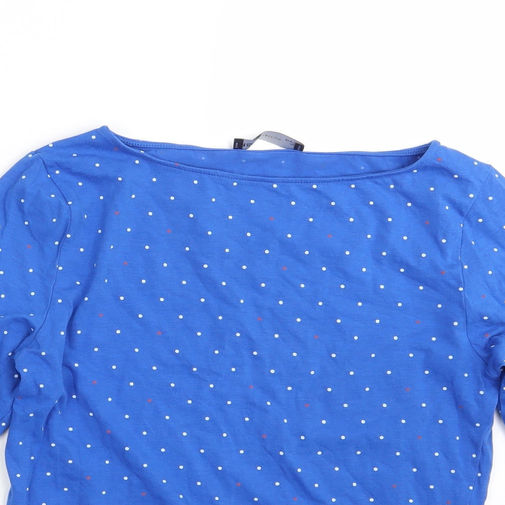 M&S Womens Blue Polka Dot  Basic T-Shirt Size 12