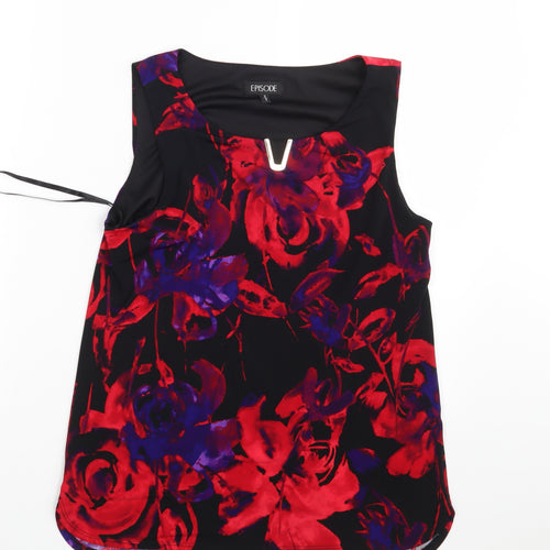 Episode Womens Black Floral  Basic Blouse Size S