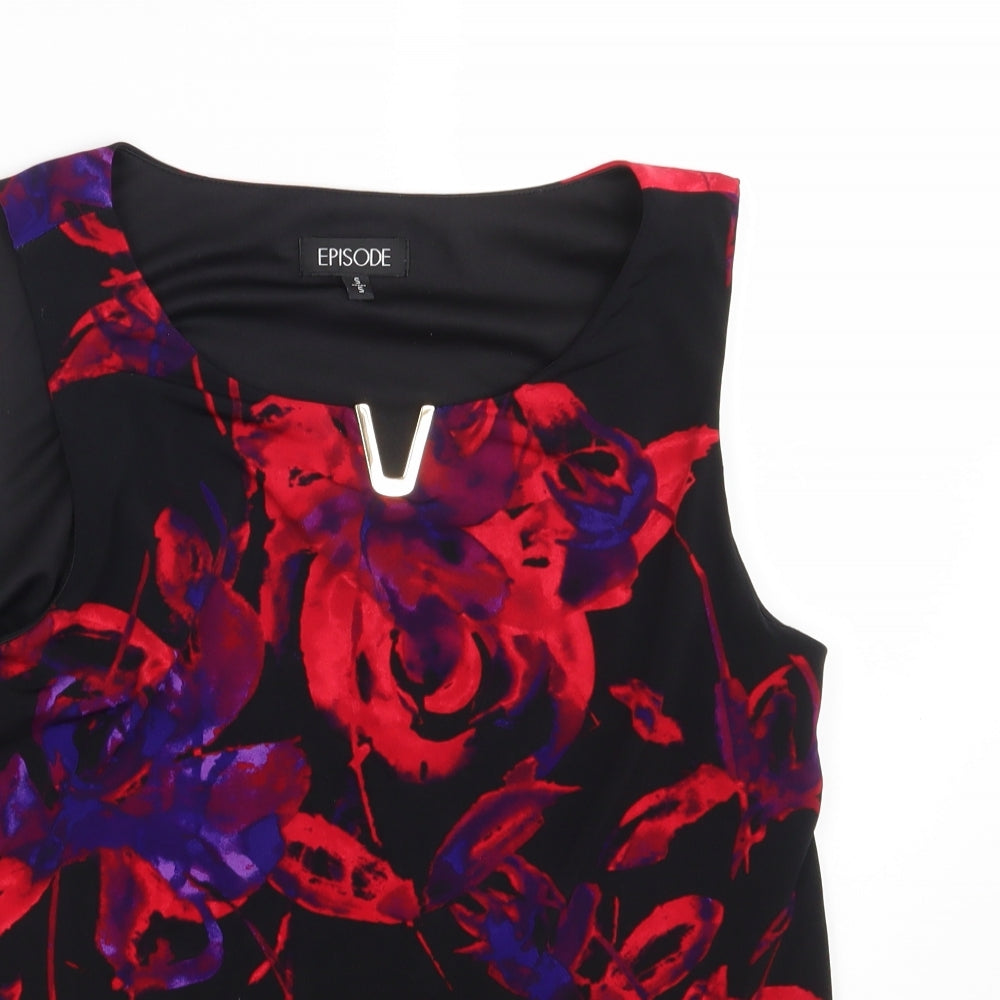 Episode Womens Black Floral  Basic Blouse Size S